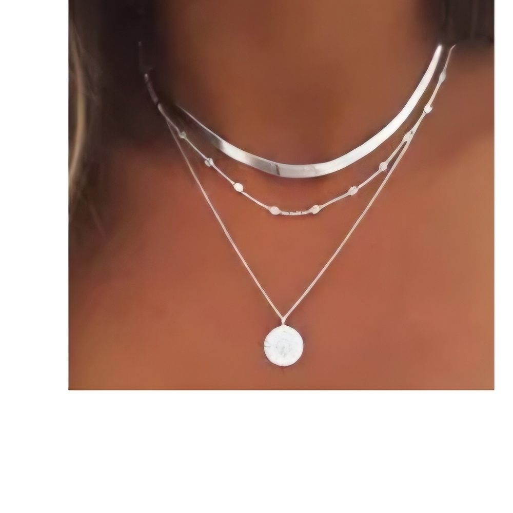 Fashion Jewelry Silver Multi-Layer Necklace